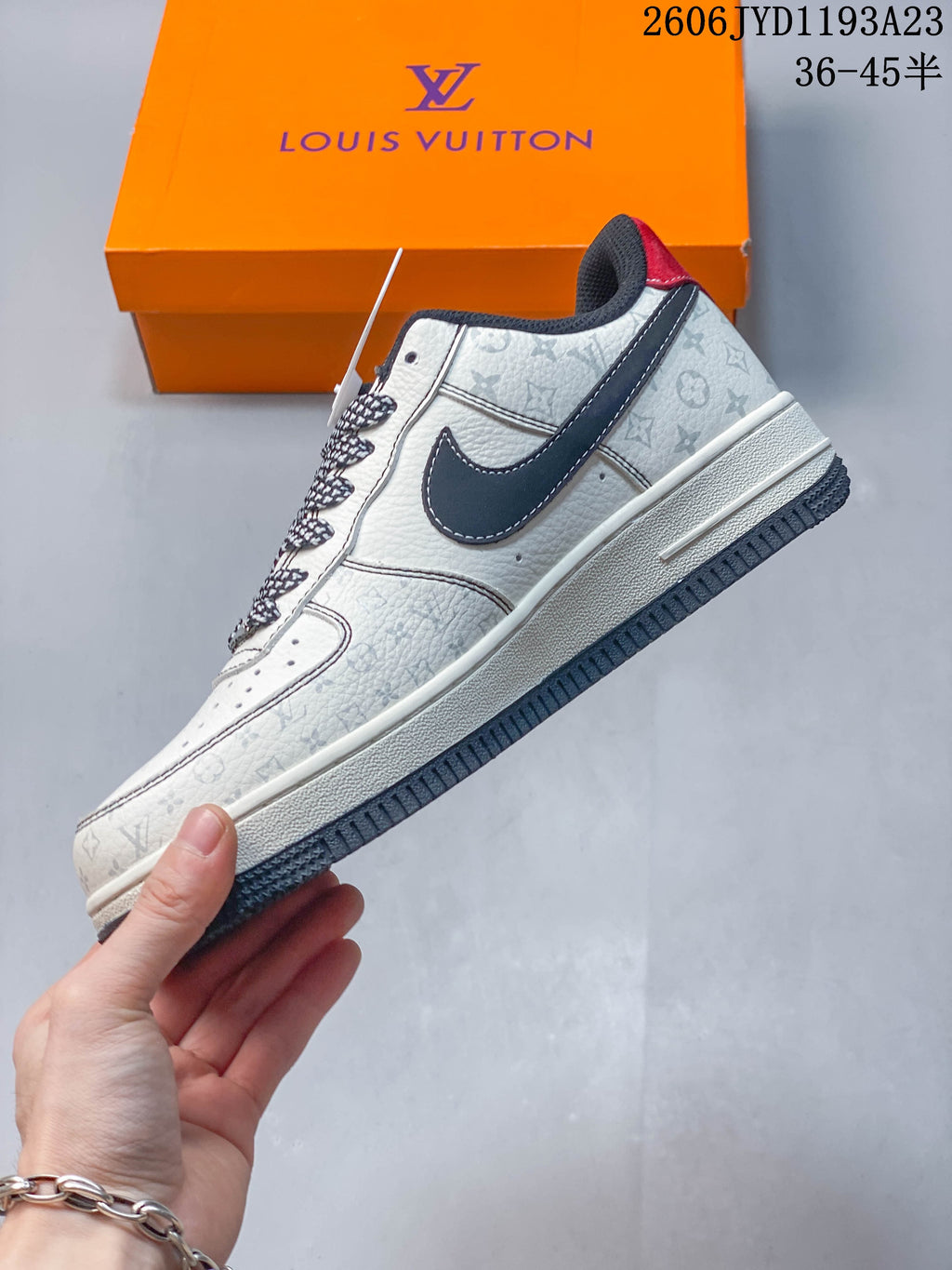 Nike Air Force 1 Low Custom White and Grey Sneakers