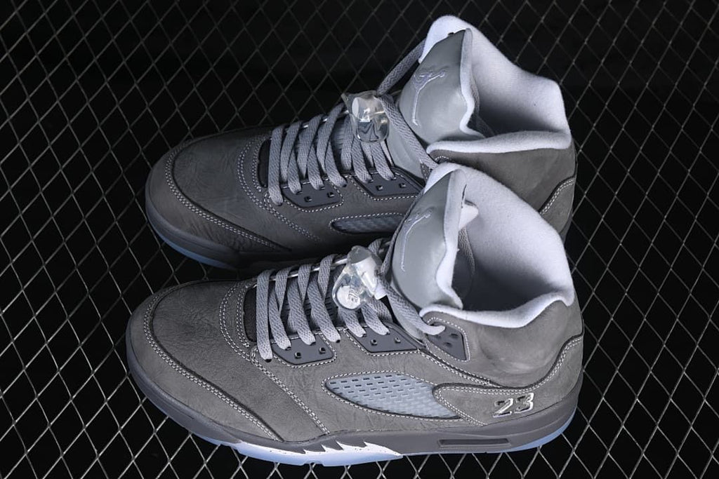 Air Jordan 5 High-Top Sneakers in Grey and White