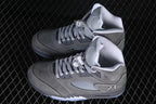 Air Jordan 5 High-Top Sneakers in Grey and White