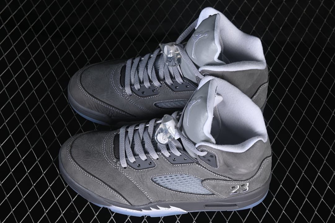 Air Jordan 5 High-Top Sneakers in Grey and White