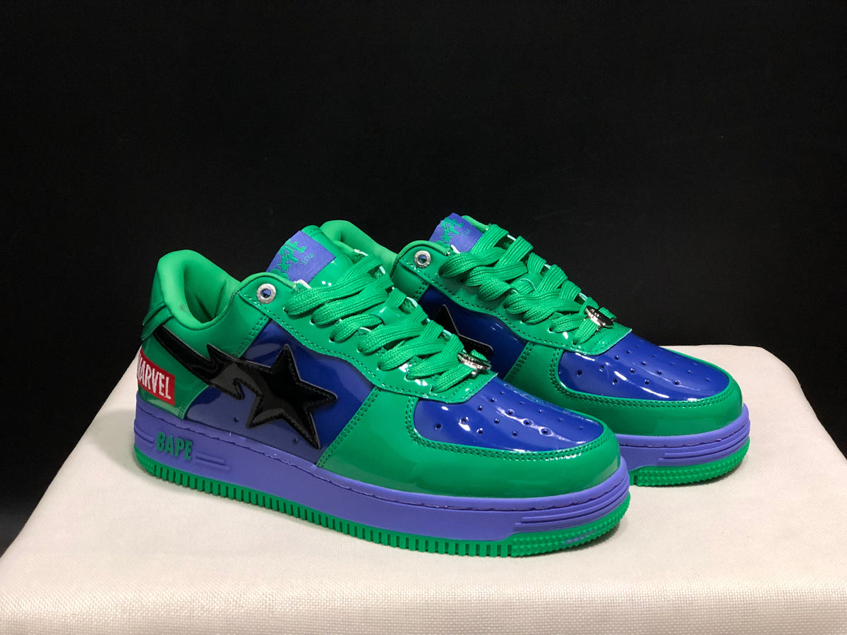 Bape Sta Low-Top Sneakers Green Blue Purple Marvel Style