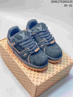 Louis Vuitton Trainer Maxi Low-Top Sneakers, Navy and Tan