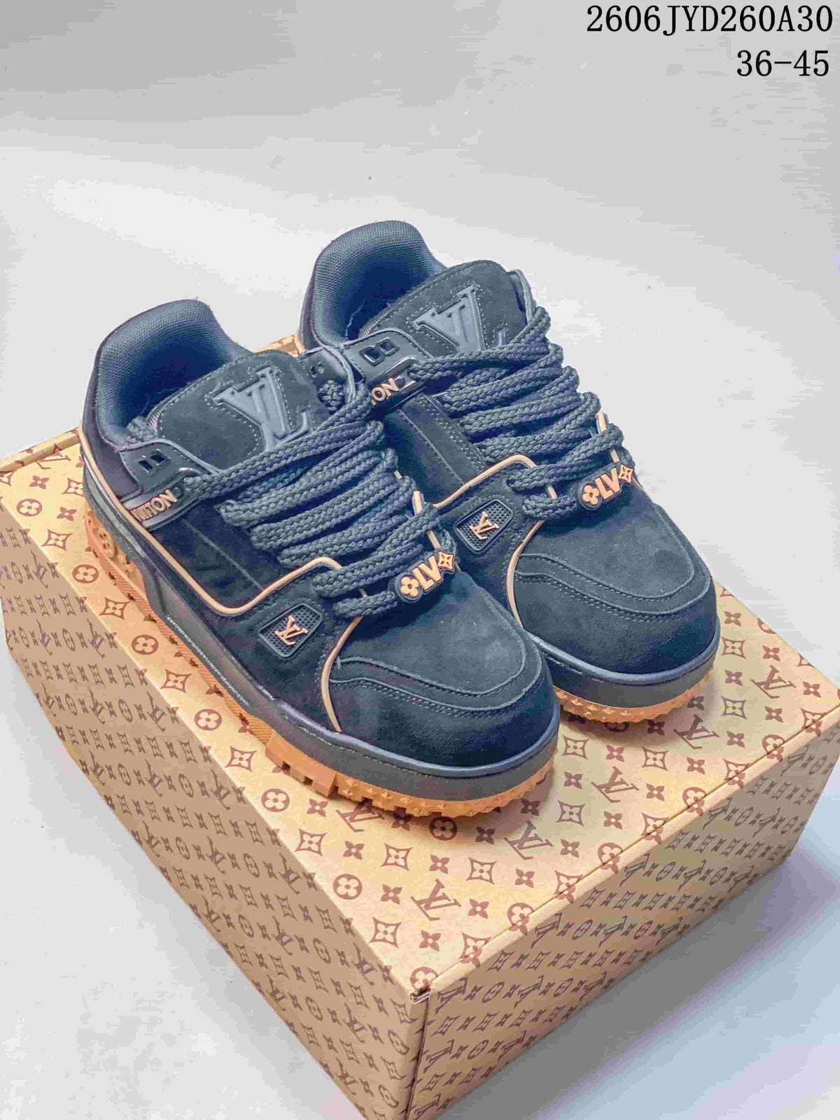 Louis Vuitton Trainer Maxi Low-Top Sneakers, Navy and Tan