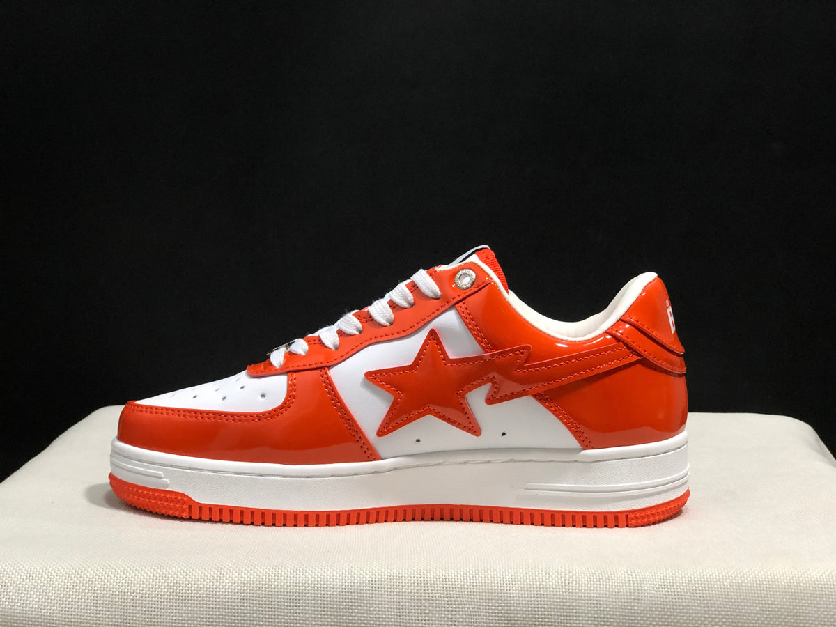 BAPE Sta Low-Top Sneakers White and Orange