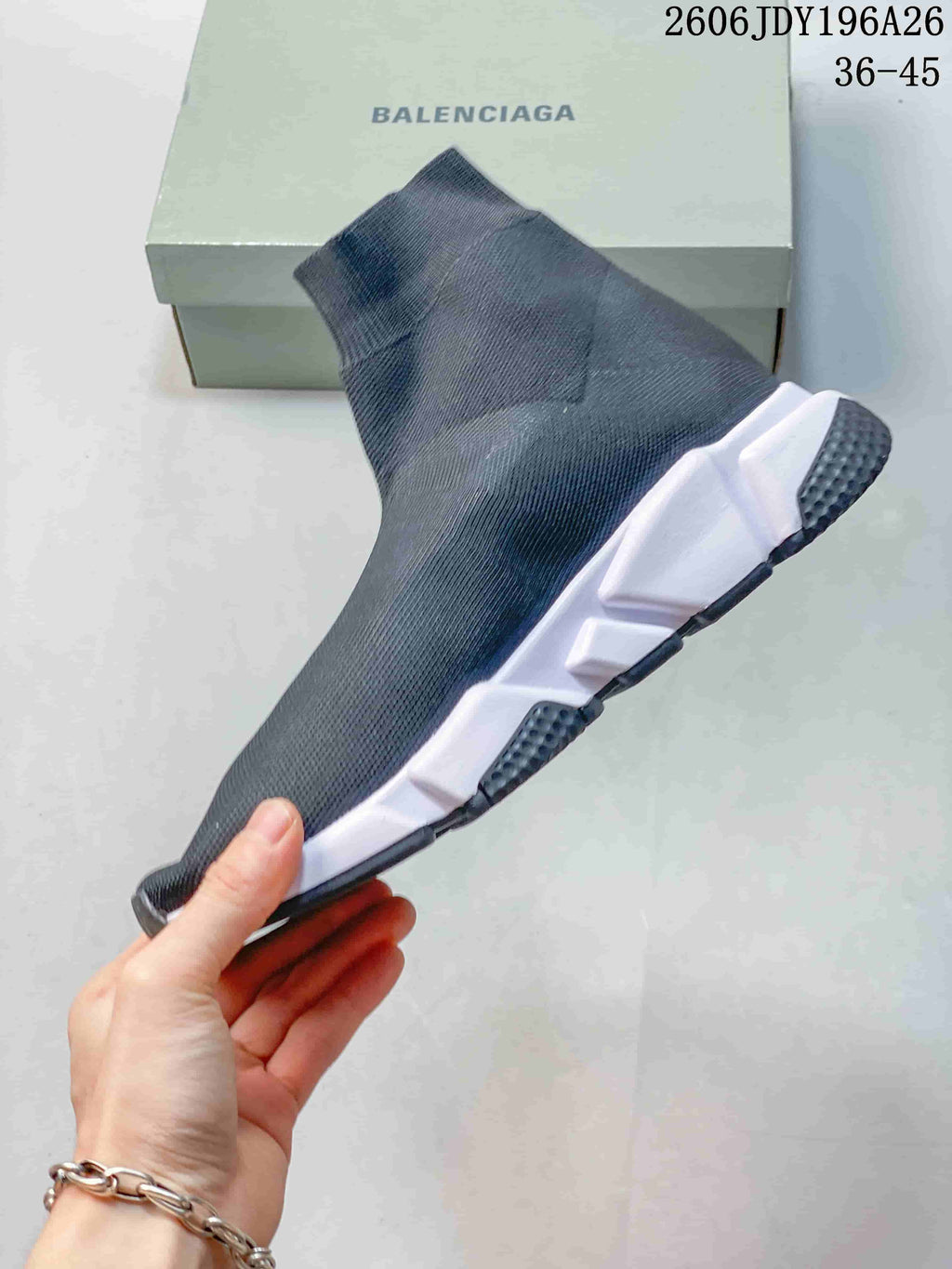 Balenciaga Sock-Style Sneakers Dark Gray 2606JDY196A26
