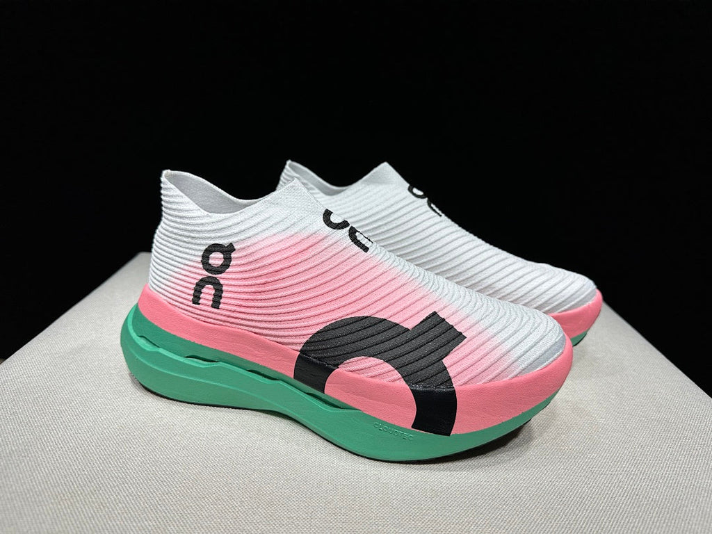 On Cloudboom Strike LS Running Shoes, White Pink Green