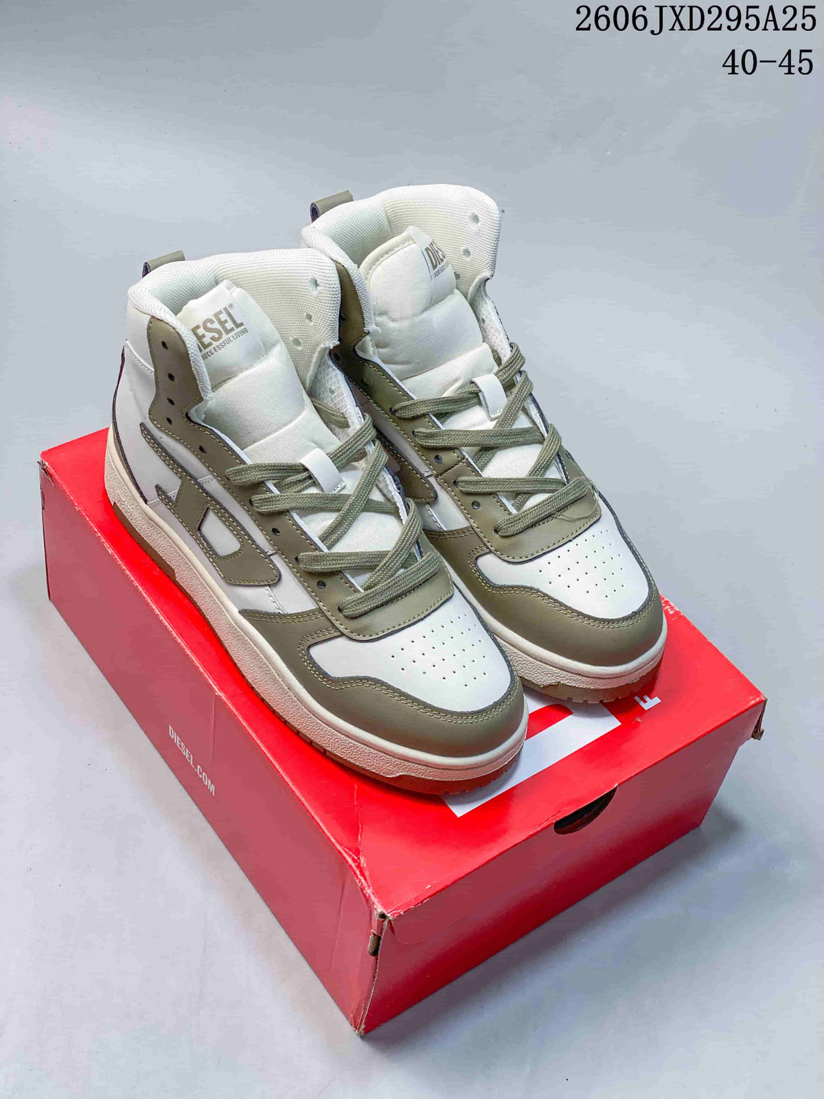 Diesel S-Ukiyo High-Top Sneakers White Khaki Y03363 P5576 H1532