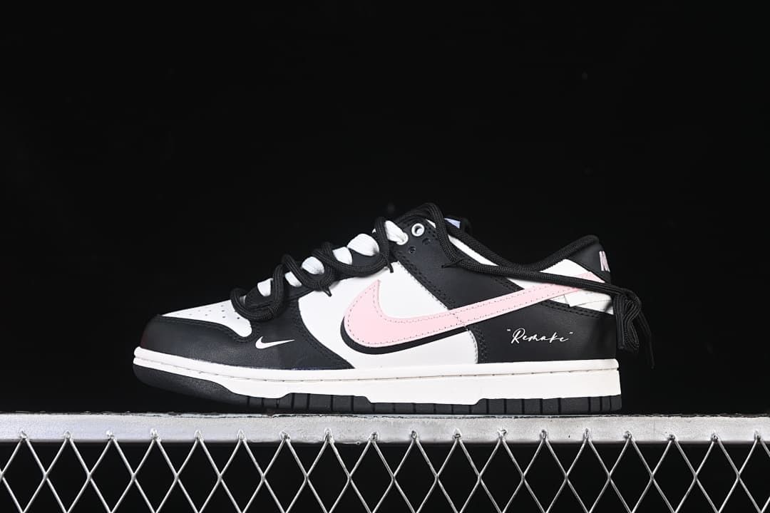 Nike Dunk Low Retro Black White Pink Sneakers
