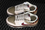 Nike Dunk Low Sneakers in Sail, Olive and Burgundy