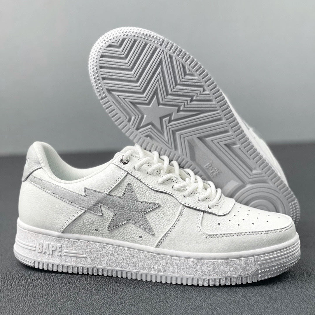 BAPE STA Low Sneakers in White and Grey