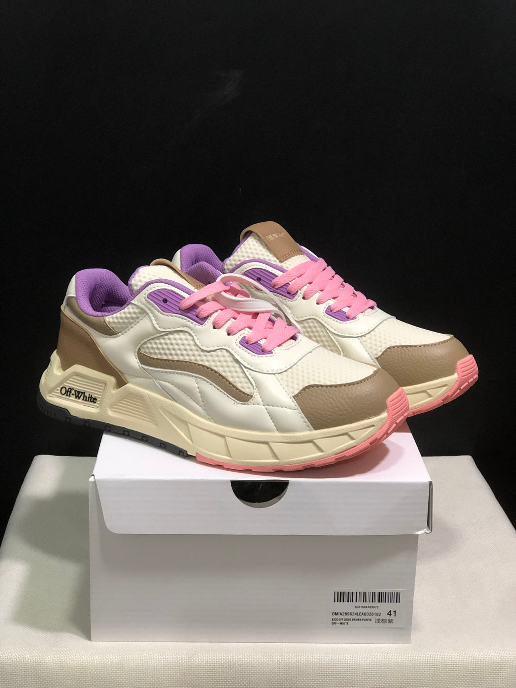 Off-White Low-Top Casual Sneakers White Beige Pink Purple