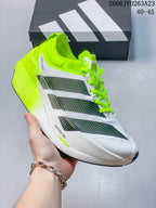 Adidas Adizero Dropset Elite Running Shoes, White and Neon Yellow