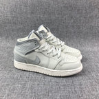 Air Jordan 1 Mid Sneakers in White and Grey