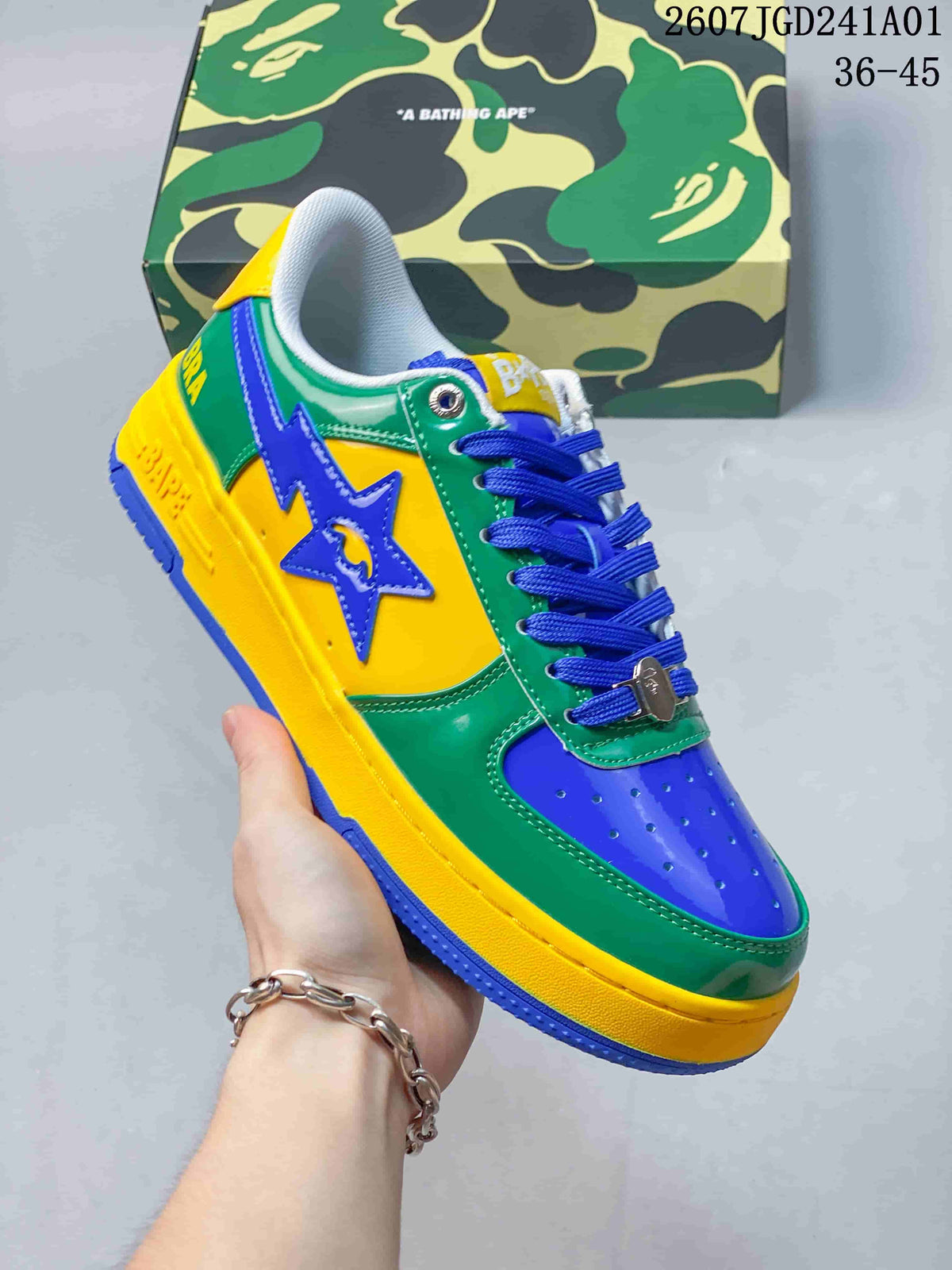 BAPE x Kidsuper Studios Low-Top Sneakers, White Green Red