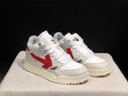 Off-White White and Red Low-Top Sneakers