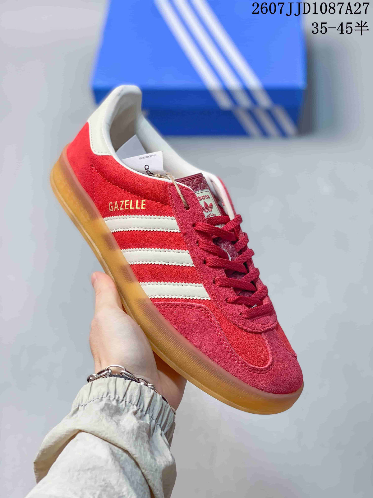 adidas Gazelle Low-Top Sneakers Red White Gum Sole