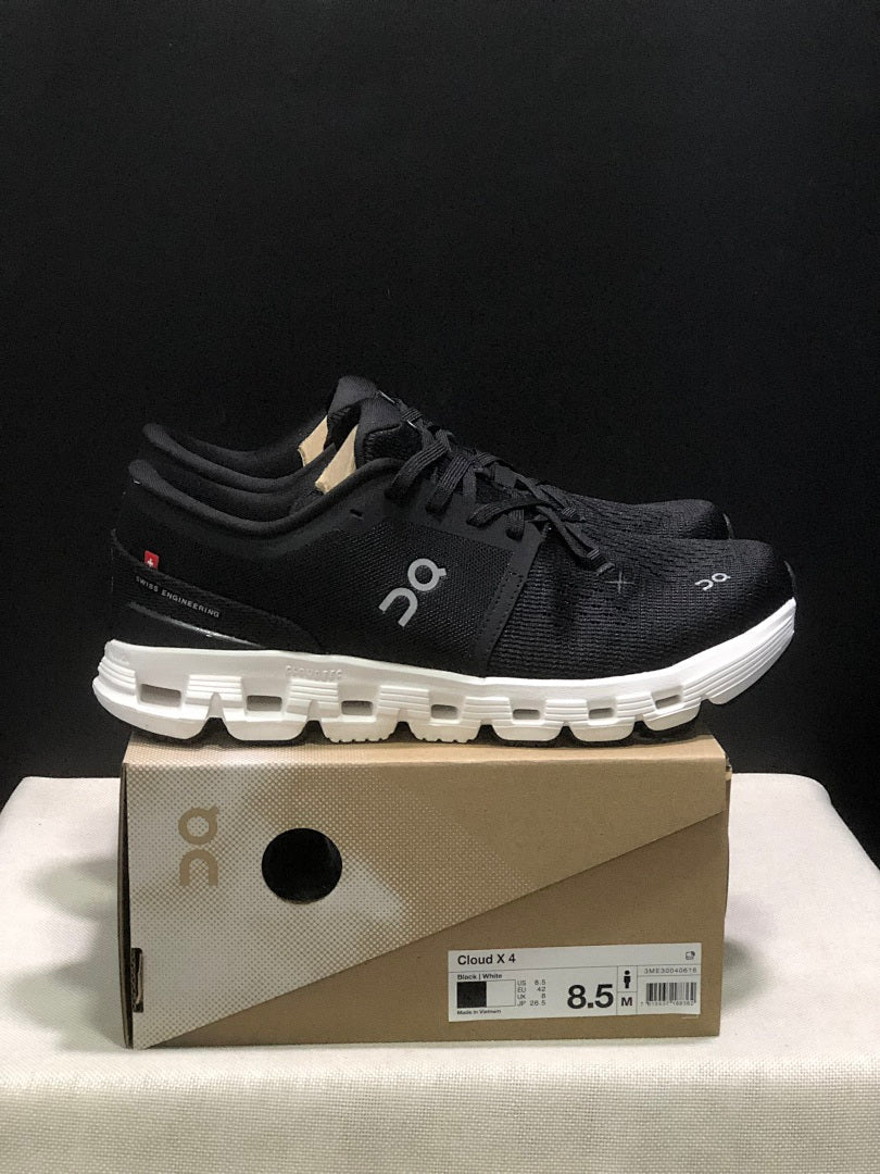 On Cloud X 4 Black and White Sneakers