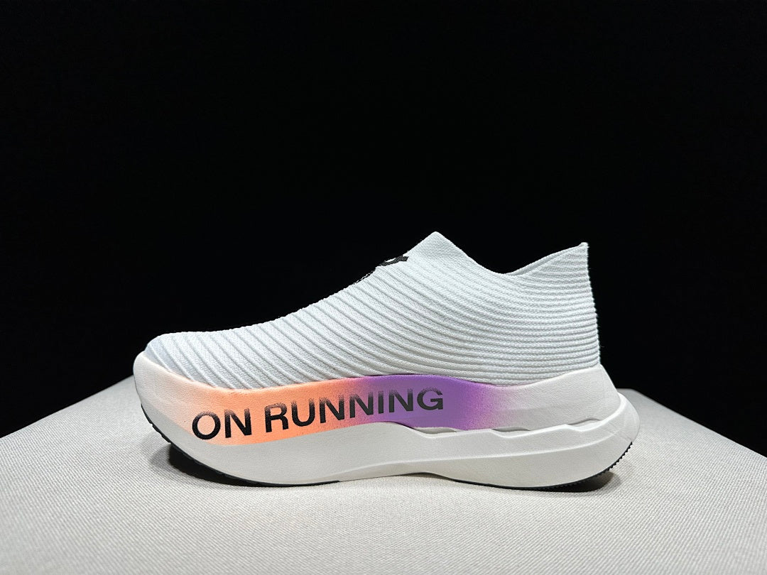 On Cloudboom Strike LS White Purple Running Shoes