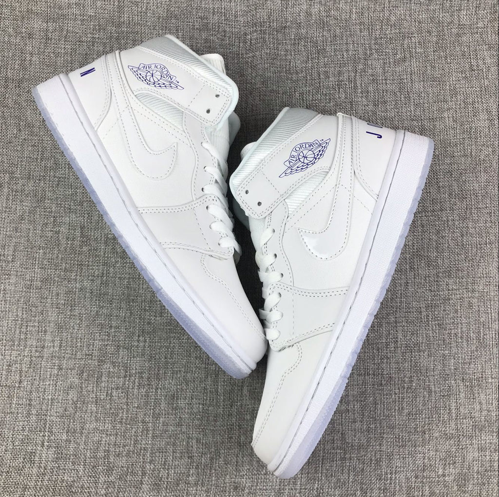 Air Jordan 1 Mid White Sneakers with Translucent Outsole