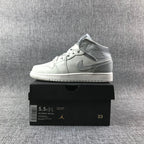 Air Jordan 1 Mid Sneakers in White and Grey