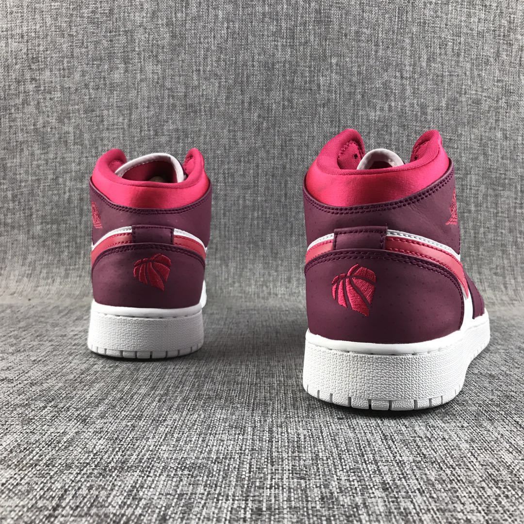 Air Jordan 1 High Sneakers in White, Pink and Burgundy