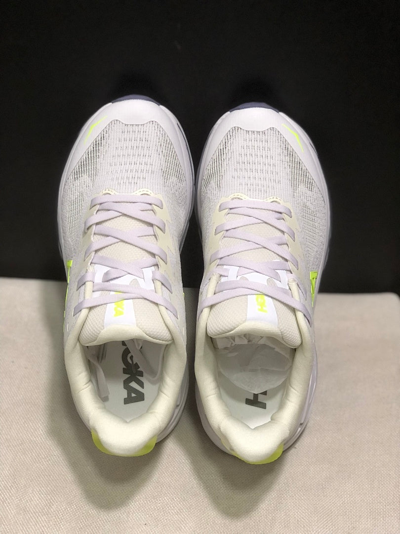 HOKA Challenger 8 Trail Running Shoes, White and Lime