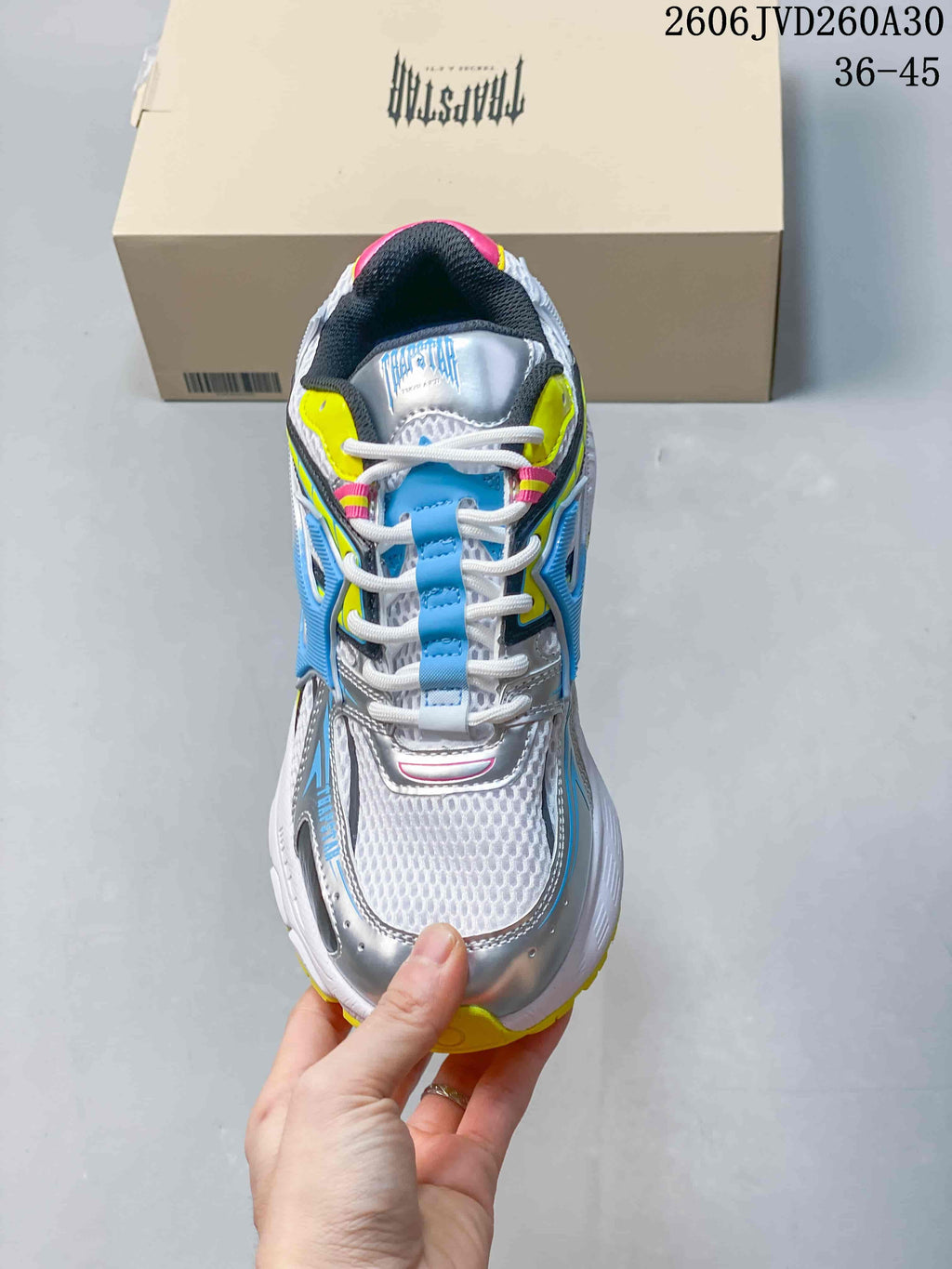 Trapstar Trispeed 3000 Retro Chunky Sneakers Silver Blue