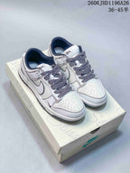 Nike SB Dunk Low LV-Print Low-Top Sneakers, Gray and White
