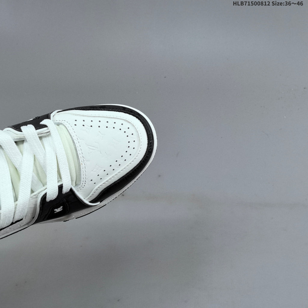 Louis Vuitton White and Black Low-Top Sneakers