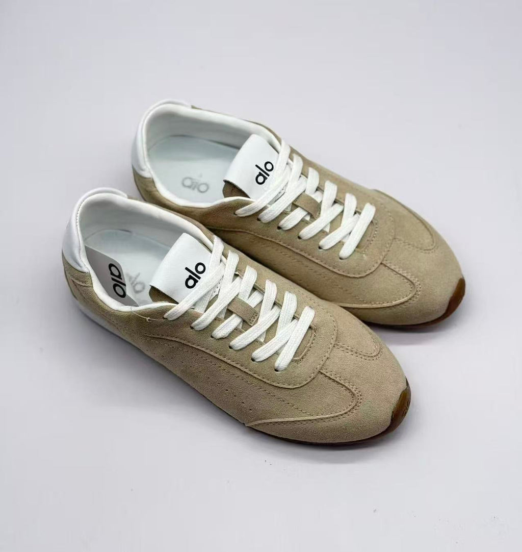 Alo Beige Low-Top Lace-Up Sneakers