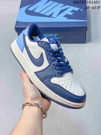Nike Air Jordan 1 Low Sneakers in White and Blue