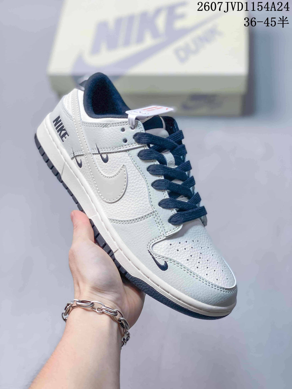 Nike SB Dunk Low Three-Swoosh Sneakers White Navy NK5639-323