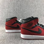 Air Jordan 1 Mid Sneakers in Red, Black and White