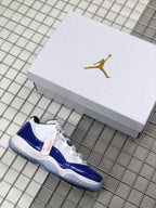 Air Jordan 11 Sneakers White and Deep Blue BQ3685-001