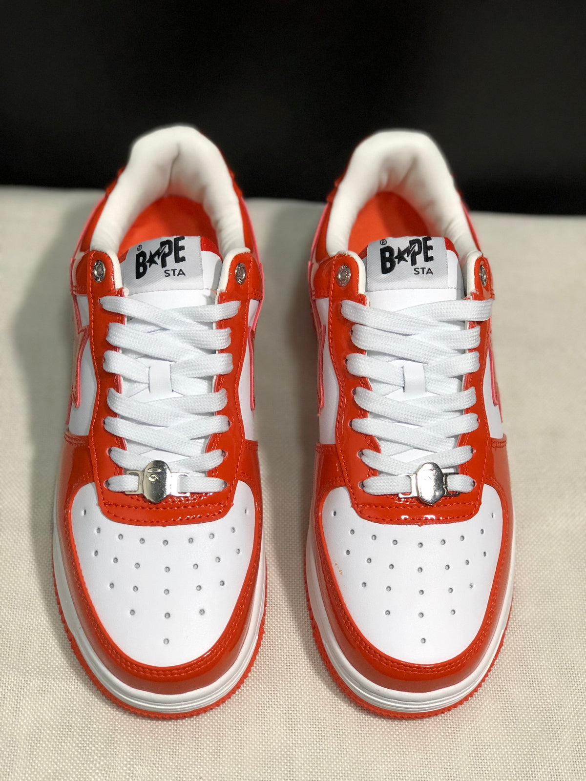 BAPE Sta Low-Top Sneakers White and Orange