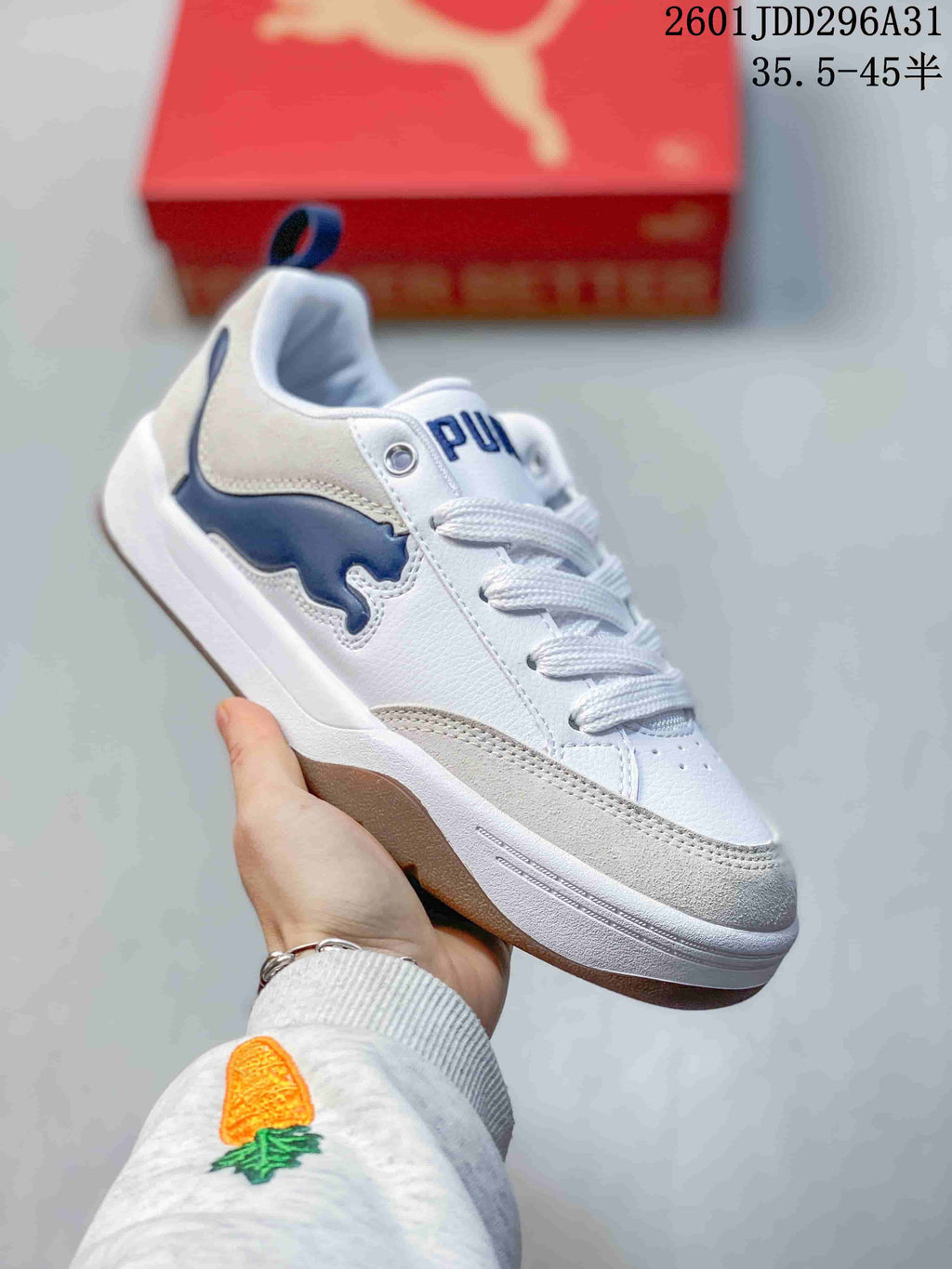 PUMA 2601JDD296A31 White Blue Platform Sneakers