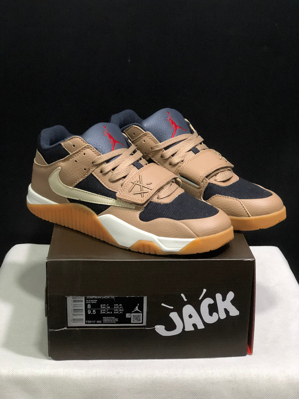 Nike Jordan Jumpman Jack Travis Scott Tan Navy Sneakers FZ8117-002