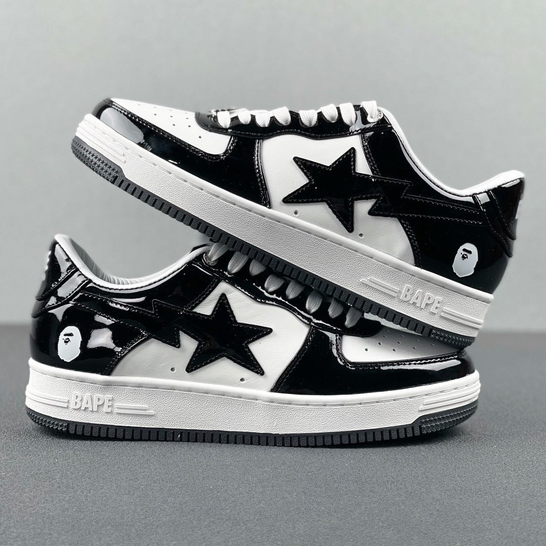 BAPE STA Low Black and White Sneakers 1H70-191-001