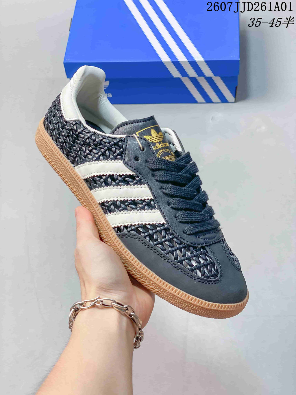 adidas Originals Samba Black Woven-Texture Sneakers 07JJD261A01