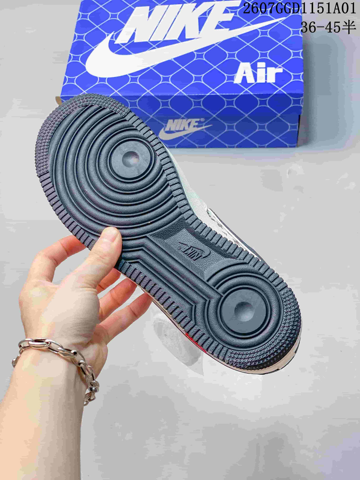 Nike Air Force 1 White Monogram Print Sneakers