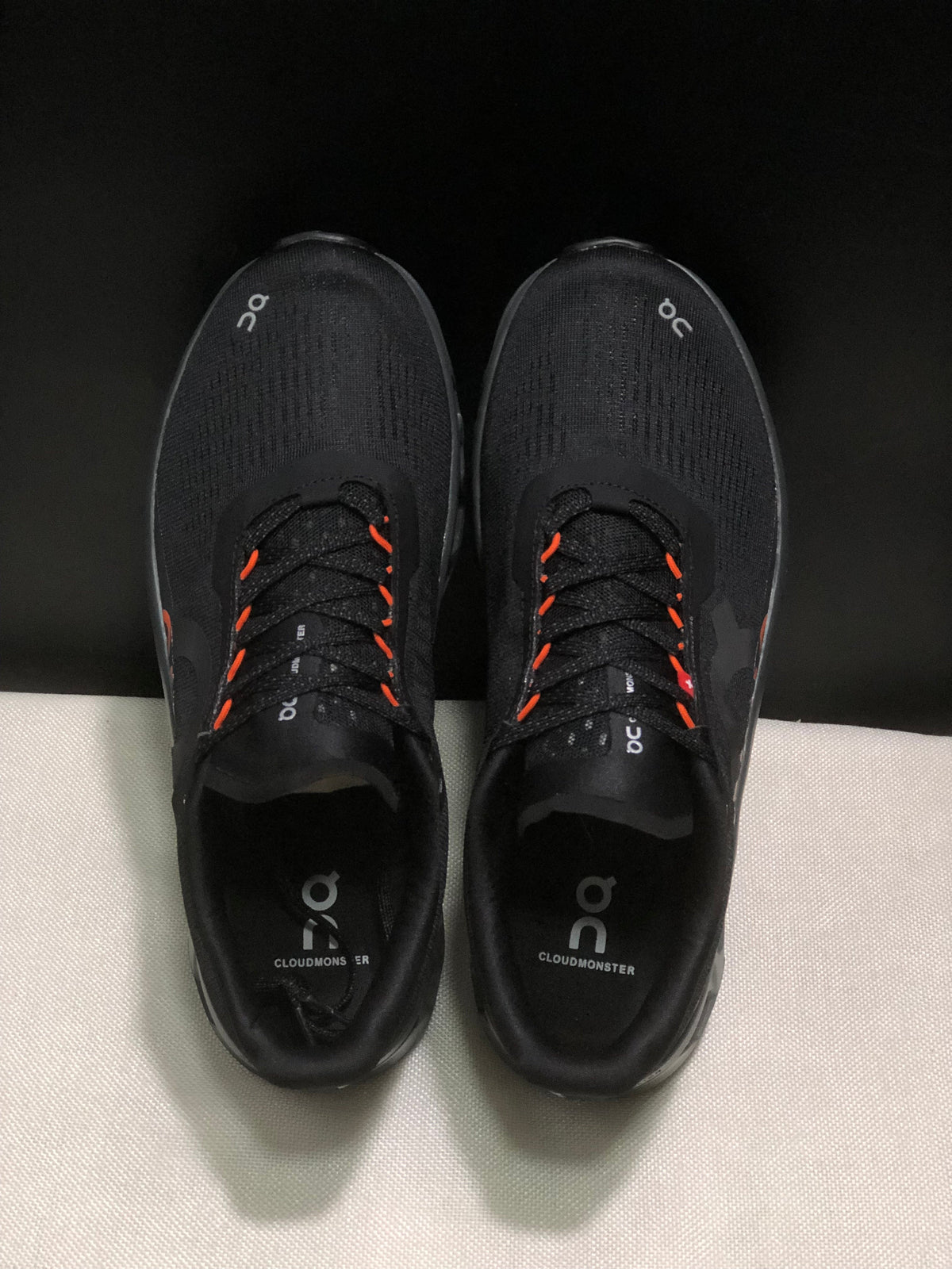 On Cloudmonster 1 Black Orange Running Sneakers