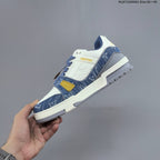 Louis Vuitton Blue Denim-Pattern Low-Top Sneakers