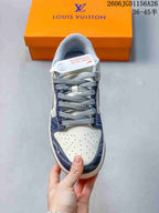 Nike Dunk Low LV-Style Sneakers in White and Denim Blue