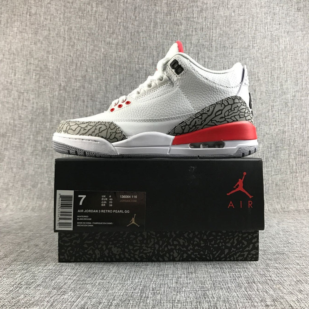 Air Jordan 3 Retro White Red High-Top Sneakers