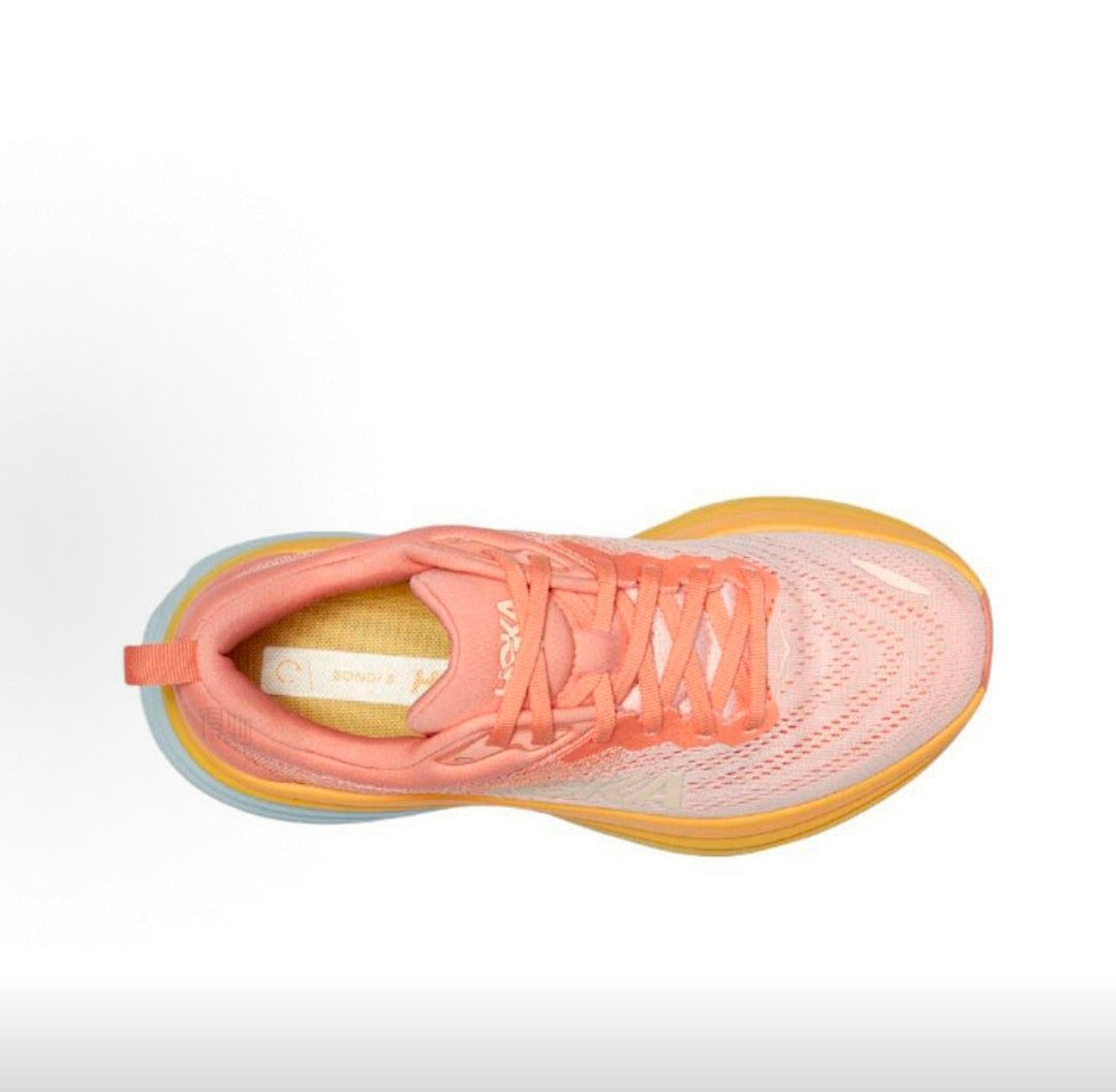 HOKA Bondi 8 Running Sneakers in Pink and Orange