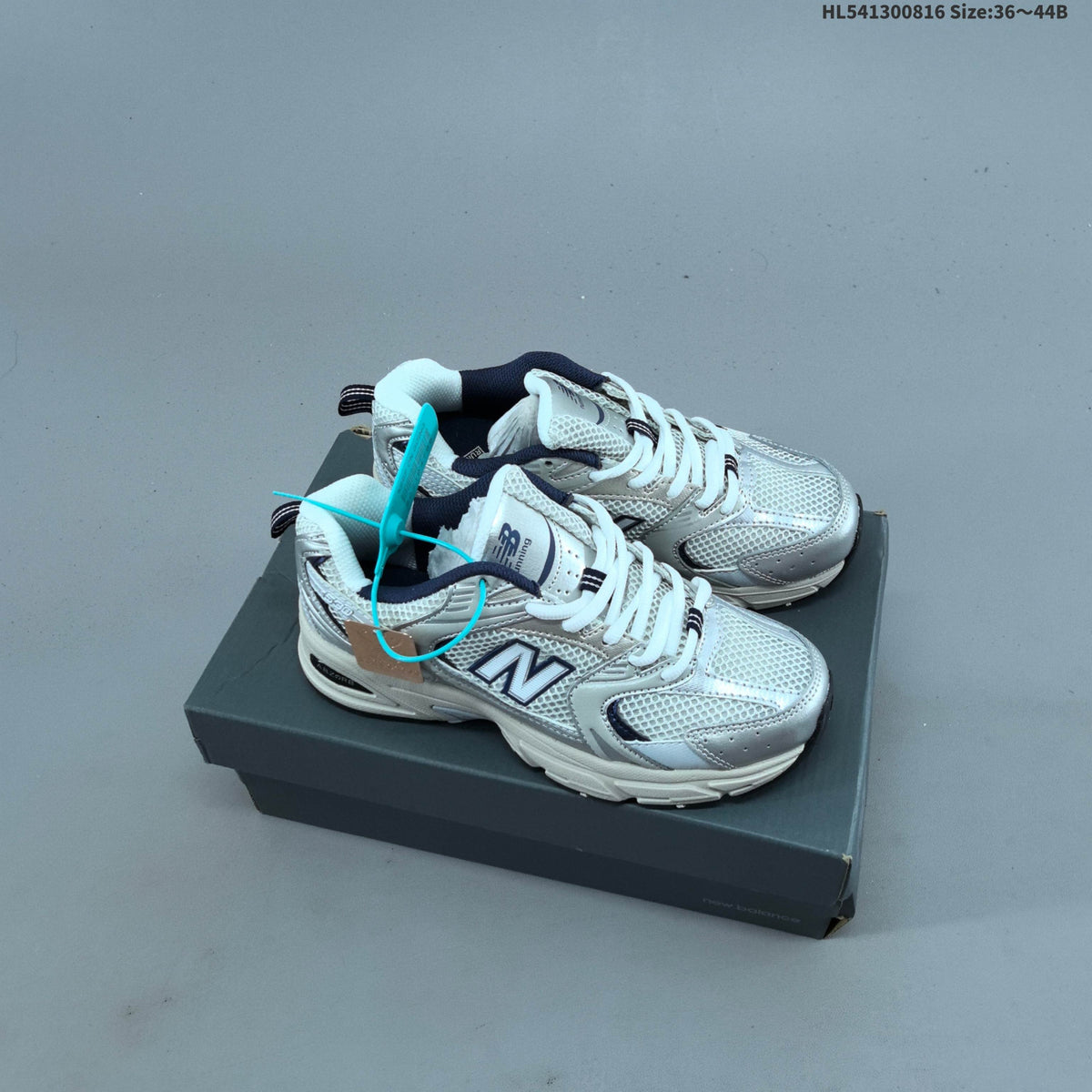 New Balance 530-Style Mesh Sneakers in White and Silver