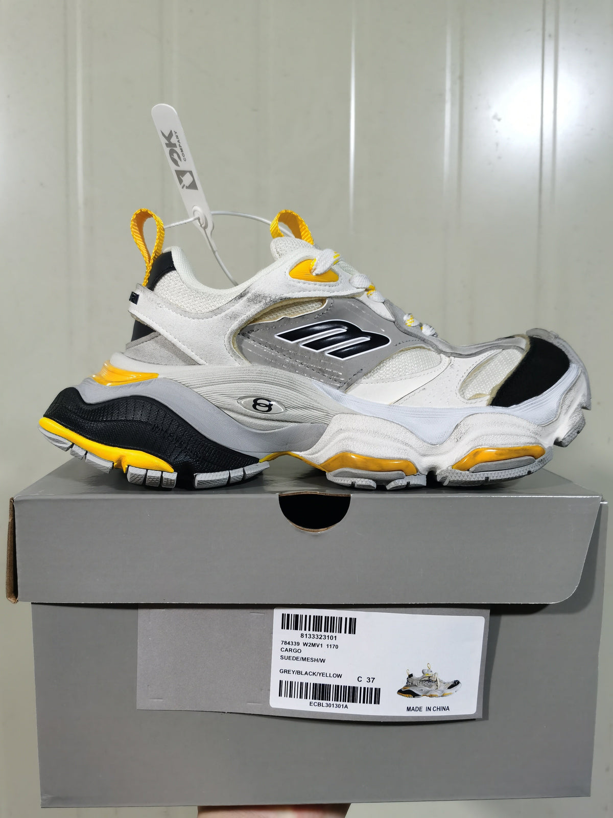 1170 Grey Black Yellow Suede Mesh Sneakers