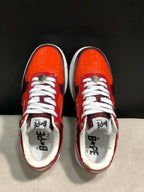 Bape Sta Low-Top Sneakers Burgundy and Orange