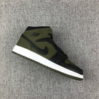 Jordan 1 Mid Sneakers in Black and Olive Green