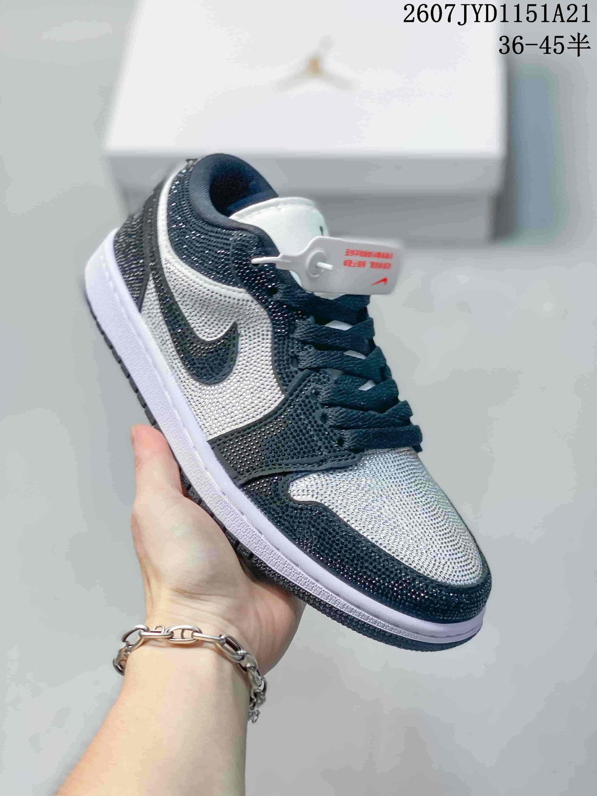 Jordan Air Jordan 1 Low Black and White Studded Sneakers